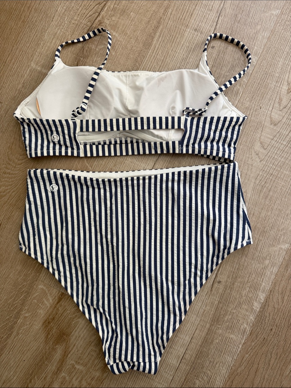 Lululemon swim Striped Navy and White High-Waist Bikini Set - Picture 3 of 5
